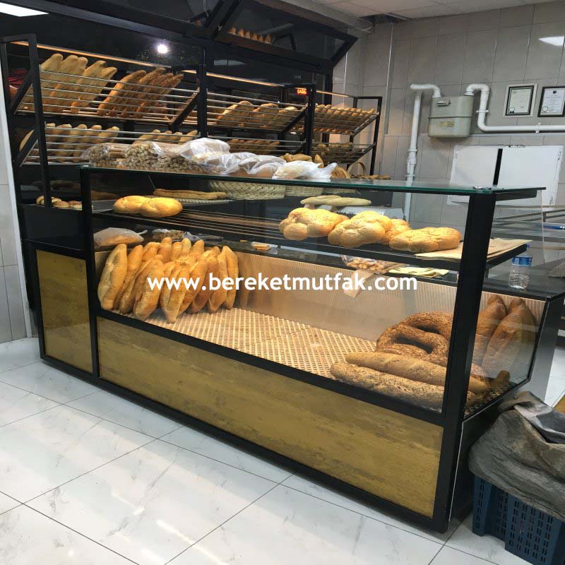 Ekmek fırın sunum teşhir camlı tezgah